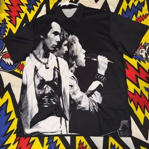 Vintage SEX PISTOLS Sid Vicious Dragonfly Button Up Shirt Medium